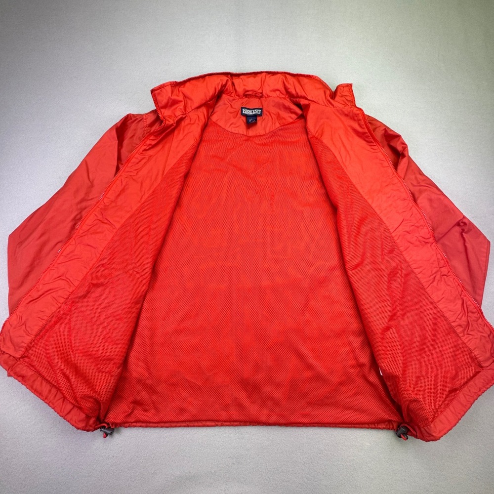 Lands' End Jacket‎ Mens Large Hidden Hood Red Collared Rain Jacket Windbreaker - Picture 6 of 8